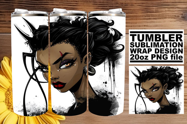 Halloween Afro American Woman Tumbler Sublimation 20oz Sublimation afrosvg 