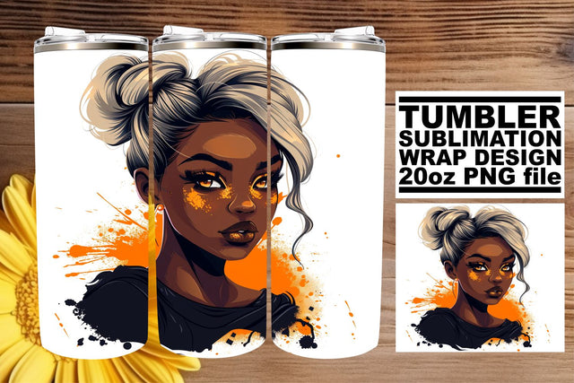 Halloween Afro Woman Portrait 20oz Tumbler Wrap Sublimation afrosvg 