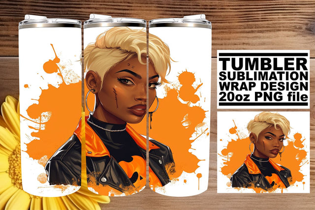 Halloween Afro Woman Portrait 20oz Tumbler Wrap Sublimation afrosvg 
