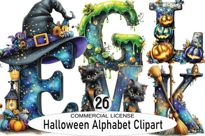 Halloween Alphabet Clipart Sublimation Clipart Bundle. Sublimation SVGArt 