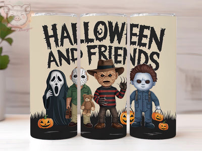 Halloween and Friends 20oz Tumbler Png, Straight & Tapered Tumbler Png, Funny Halloween Tumbler Png, Digital Download PNG Sublimation Lara' s Designs 