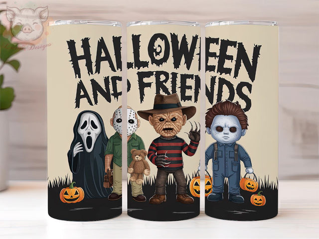 Halloween and Friends 20oz Tumbler Png, Straight & Tapered Tumbler Png, Funny Halloween Tumbler Png, Digital Download PNG Sublimation Lara' s Designs 