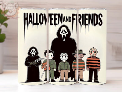 Halloween and Friends 20oz Tumbler Png, Straight & Tapered Tumbler Png, Funny Halloween Tumbler Png, Digital Download PNG Sublimation Lara' s Designs 