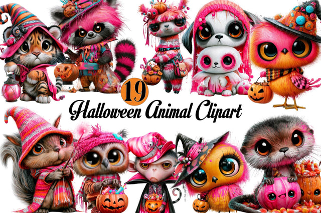 Halloween Animal Clipart Bundle Sublimation SVGArt 