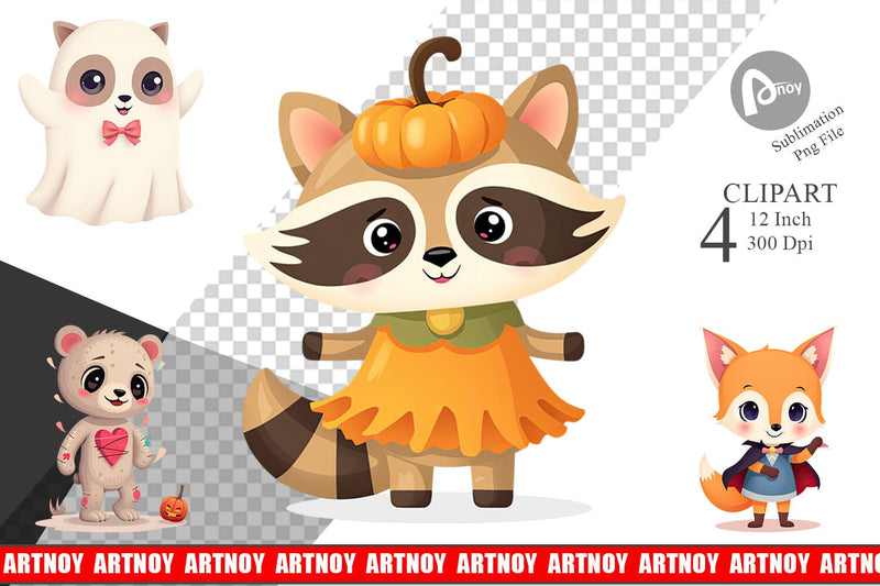 Halloween Animals Clipart Sublimation artnoy 