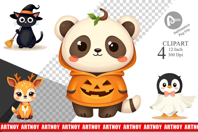 Halloween Animals Clipart Sublimation artnoy 