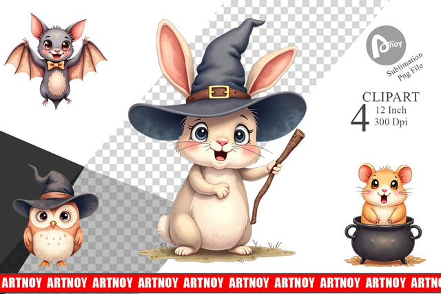 Halloween Animals Clipart Sublimation artnoy 