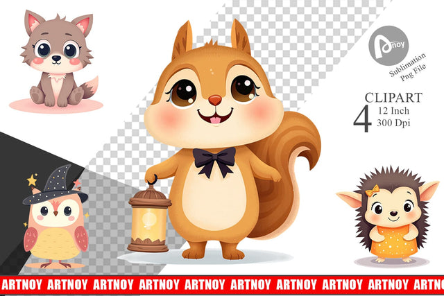 Halloween Animals Clipart Sublimation artnoy 