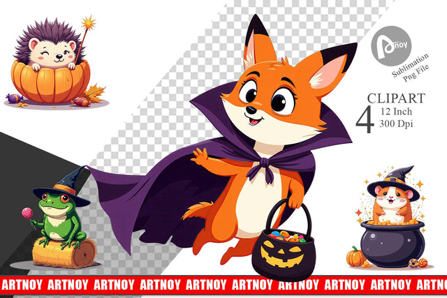 Halloween Animals Clipart Sublimation artnoy 