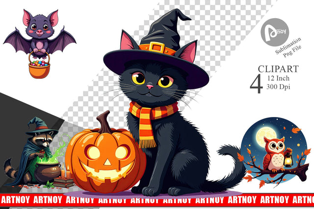 Halloween Animals Clipart Sublimation artnoy 