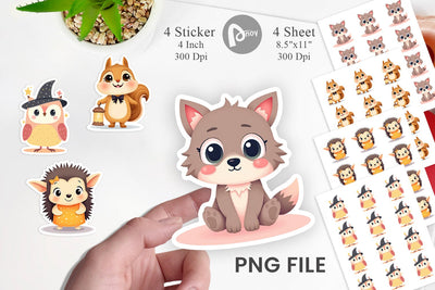 Halloween Animals Sticker Sublimation artnoy 