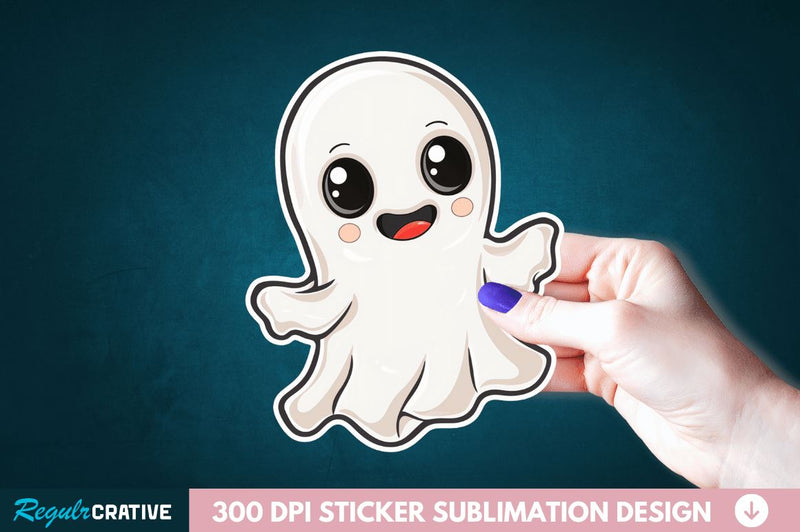 Halloween Baby Ghost Sticker Clipart Sublimation Regulrcrative 