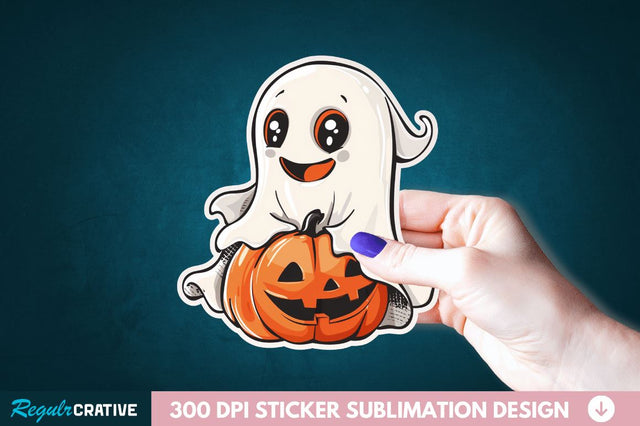 Halloween Baby Ghost Sticker Clipart Sublimation Regulrcrative 