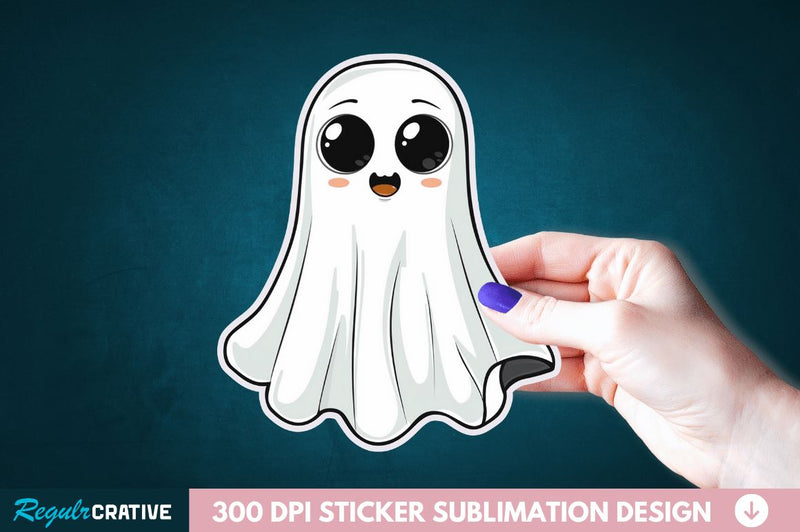 Halloween Baby Ghost Sticker Clipart Sublimation Regulrcrative 
