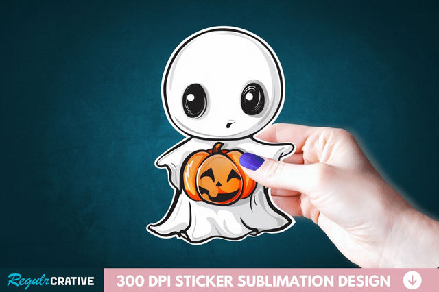Halloween Baby Ghost Sticker Clipart Sublimation Regulrcrative 