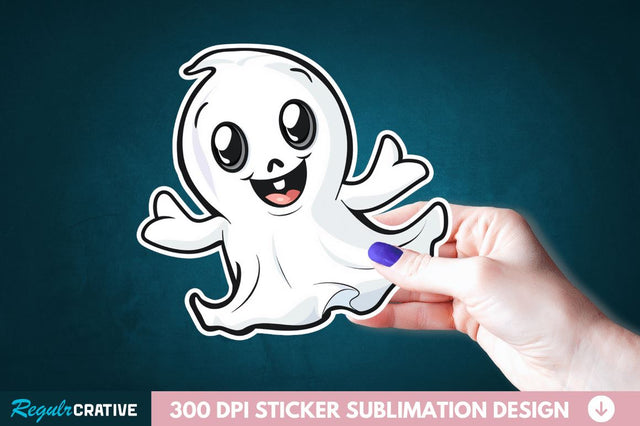 Halloween Baby Ghost Sticker Clipart Sublimation Regulrcrative 