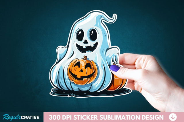 Halloween Baby Ghost Sticker Clipart Sublimation Regulrcrative 
