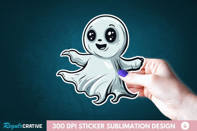 Halloween Baby Ghost Sticker Clipart Sublimation Regulrcrative 