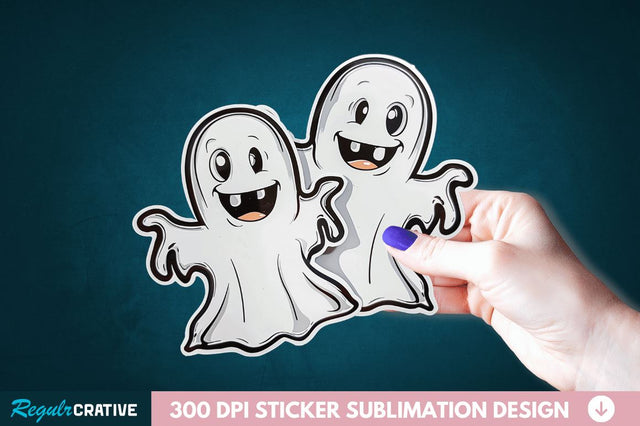 Halloween Baby Ghost Sticker Clipart Sublimation Regulrcrative 