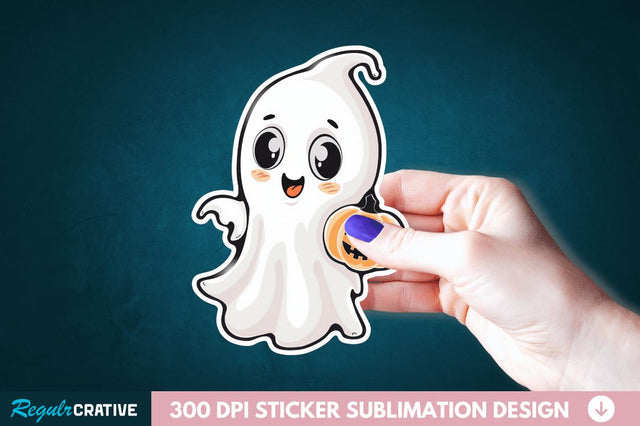 Halloween Baby Ghost Sticker Clipart Sublimation Regulrcrative 