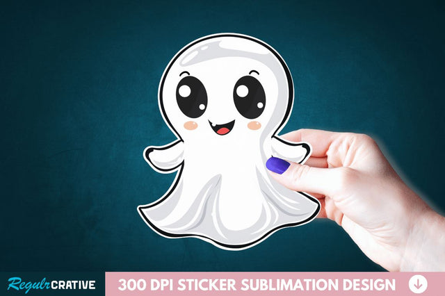 Halloween Baby Ghost Sticker Clipart Sublimation Regulrcrative 