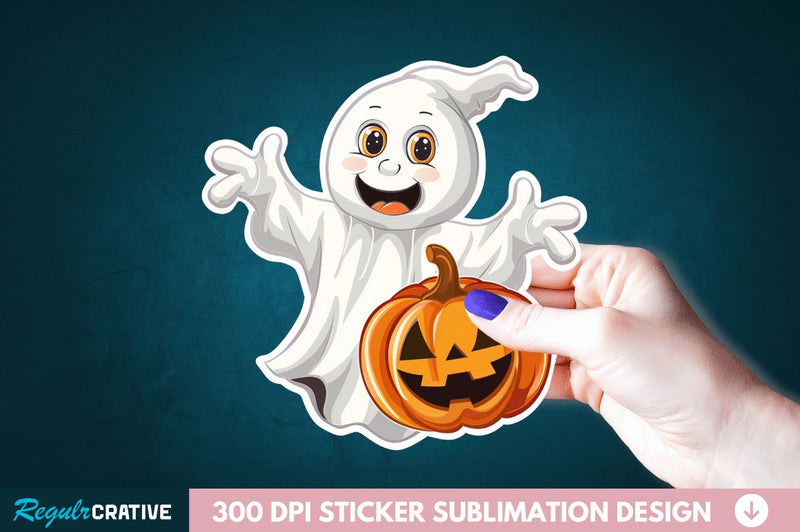 Halloween Baby Ghost Sticker Clipart Sublimation Regulrcrative 