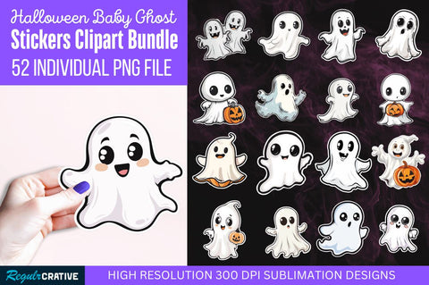 Halloween Baby Ghost Stickers Bundle Sublimation Regulrcrative 