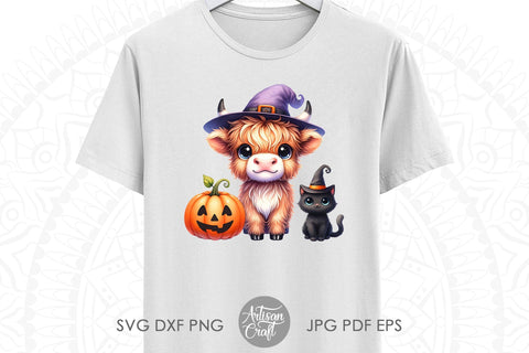 Halloween Baby Highland Cow Clipart PNG Sublimation Artisan Craft SVG 