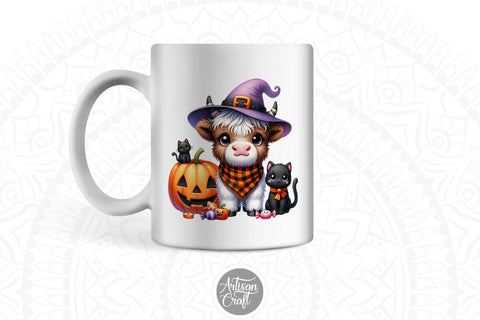 Halloween Baby Highland Cow Clipart PNG Sublimation Artisan Craft SVG 