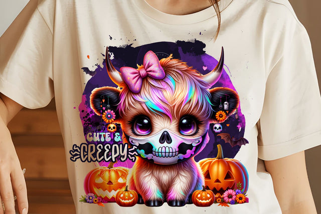 Halloween Baby Highland Cow PNG Bull Png Retro Halloween Png Ghost Cows Png Funny Cow Png Fall Png Spooky Season Cow Halloween png Digital Sublimation Syre Digital Creations 