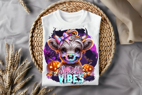 Halloween Baby Highland Cow PNG Bull Png Retro Halloween Png Ghost Cows Png Funny Cow Png Fall Png Spooky Season Cow Halloween png Digital Sublimation Syre Digital Creations 