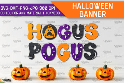 Halloween Banner Laser Cut Design. Happy Halloween Decor SVG SVG Evgenyia Guschina 