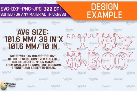 Halloween Banner Laser Cut Design. Happy Halloween Decor SVG SVG Evgenyia Guschina 