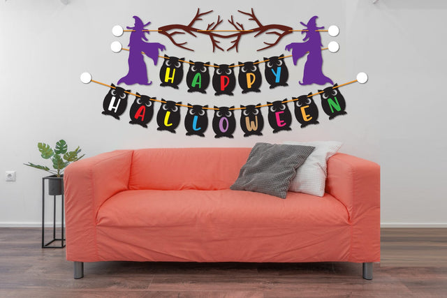 Halloween Banner Laser cut, Home Decor SVG zafrans studio 