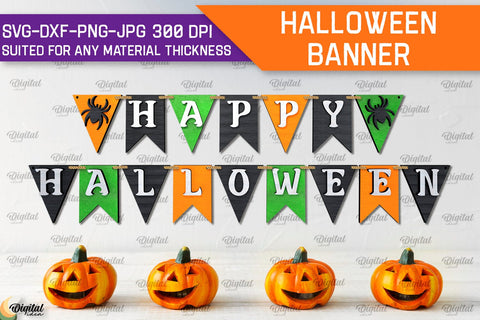 Halloween Banners Laser Cut Bundle. Spooky Halloween SVG SVG Evgenyia Guschina 