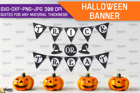 Halloween Banners Laser Cut Bundle. Spooky Halloween SVG SVG Evgenyia Guschina 