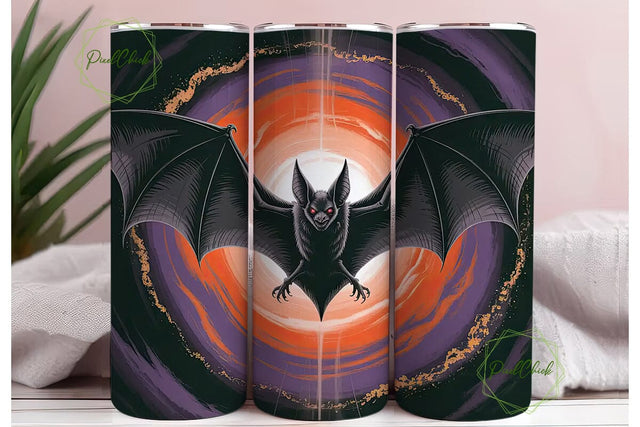 Halloween Bat 20oz Tumbler Wrap Sublimation PixelChick 