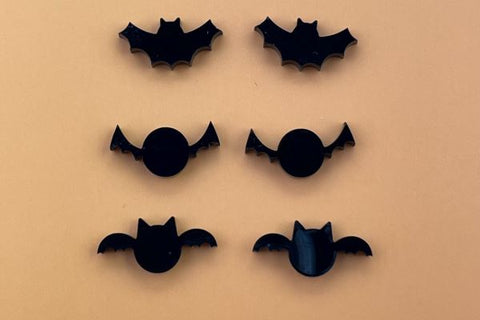 Halloween Bat and Cat Stud Earrings Laser SVG SVG Crafting With Brenna 