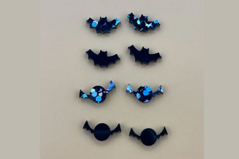 Halloween Bat and Cat Stud Earrings Laser SVG SVG Crafting With Brenna 