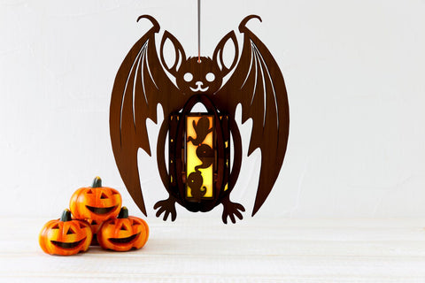 Halloween Bat Candle Holder, Laser Cut Lantern Template SVG LaserCutano 