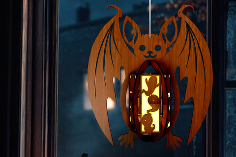 Halloween Bat Candle Holder, Laser Cut Lantern Template SVG LaserCutano 