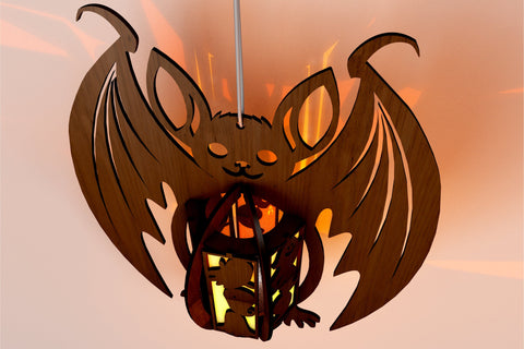 Halloween Bat Candle Holder, Laser Cut Lantern Template SVG LaserCutano 