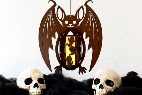 Halloween Bat Candle Holder, Laser Cut Lantern Template SVG LaserCutano 