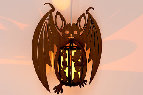 Halloween Bat Candle Holder Laser Cut Template SVG LaserCutano 