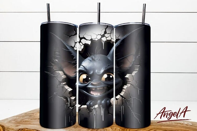 Halloween bat face PNG / Horror tumbler wrap 20 oz Sublimation Angelina Semenova 