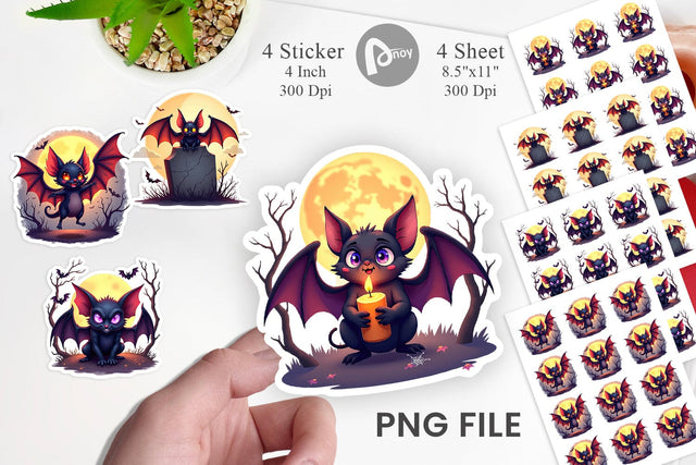 Halloween Bat Flutter Sticker Sublimation artnoy 