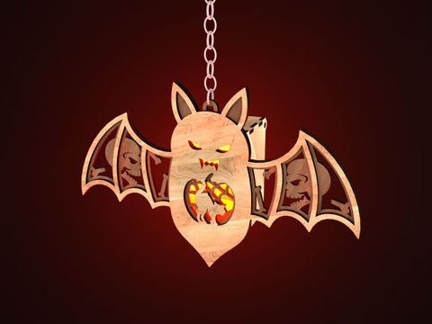 Halloween Bat Lantern SVG - Cat with a Web Night Light SVG LaserCutano 