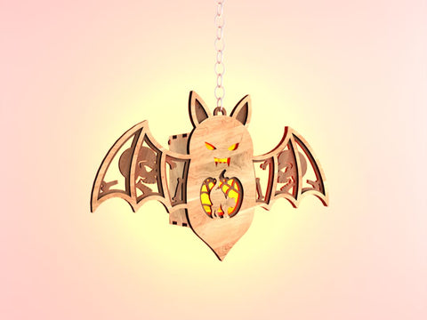 Halloween Bat Lantern SVG - Cat with a Web Night Light SVG LaserCutano 
