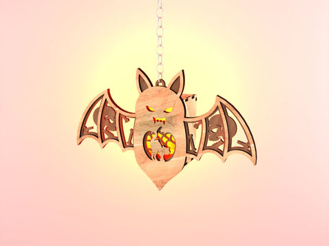 Halloween Bat Lantern SVG - Cat with a Web Night Light SVG LaserCutano 