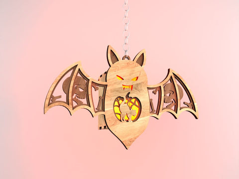 Halloween Bat Lantern SVG - Cat with a Web Night Light SVG LaserCutano 
